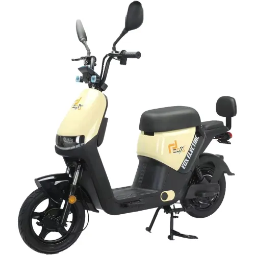 Image of EOX OLO Low Speed Electric Scooter Non RTO with 45Km Mileage, Pastel Yellow & Black Portable Lithium Battery & Charger