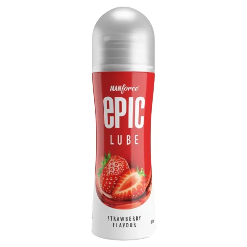 Image of Epic Lube Strawberry Flavoured Lubrication Gel for Men & Women | 60ml | Water-Based, Skin-Friendly & Condom Safe