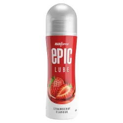 Epic Lube Strawberry Flavoured Lubrication Gel for Men & Women | 60ml | Water-Based, Skin-Friendly & Condom Safe