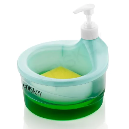 Image of Episkey Dish Soap Dispenser with Sponge Holder Soap Dispenser for Kitchen 2 in 1 1000ml Transparent PE Dish Dispenser fo