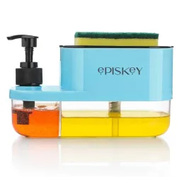 EPISKEY 3 in 1 Soap Pump Dispenser Dish Soap Liquid Dispenser Sponge Holder Dish Soap Pump Dispenser for Kitchen Sink Co