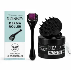 Episkey Professional Derma Roller 0.5 mm with 540 Titanium Micro-Needles for Hair Growth, Beard Activation, Skin Rejuvenation (0.5 mm, Derma Roller) with Scalp Massager Brush for Hair & Sham...