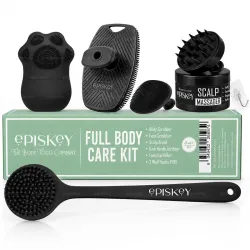 Episkey Soft Silicone Back Scrubber Long Handle Bath Brush + Body Scrubber Bath Brush + Scalp Massager for Hair + Face Scrubber Brush + Ice Face Roller Combo, Super-Exfoliating & Lathering B...