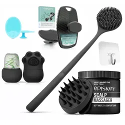 Episkey Soft Silicone Back Scrubber+Scalp Massager for Hair 2-piece hook set