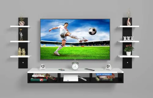 Image of ERAWUD Engineered Wood TV Entertainment Unit (Finish Color - Black, DIY(Do-It-Yourself))