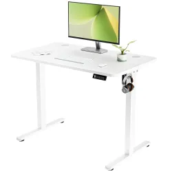 ERGOMAKER Electric Standing Desk 100x60cm Height Adjustable Sit Stand Desk with Splice Board for Home