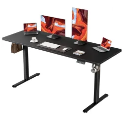 ERGOMAKER Electric Standing Desk 160x60cm (Black Frame + Black Desktop)