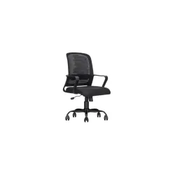 Ergonomic Office Chair with Breathable Mesh Back | Adjustable Height, Padded Seat, Lumbar Support, 360° Swivel, Smooth Rolling Casters, Modern Computer Desk Chair for Home & Office (Black)