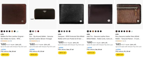 Image of eske Men's Wallets at minimum 84% Discount