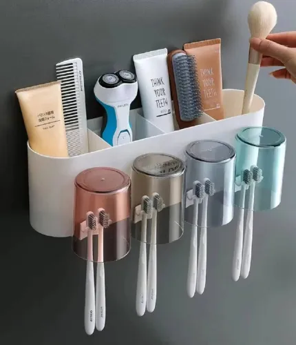 Image of ESSPY Wall Mounted Toothbrush Holder Plastic