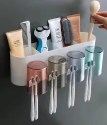 ESSPY Wall Mounted Toothbrush Holder Plastic