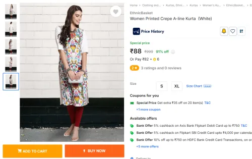 Image of EthnicBasket Women Printed Crepe A-line Kurta 