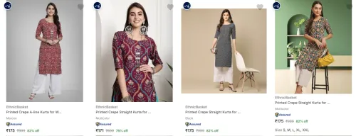 Image of EthnicBasket Women's Kurtas starting at ₹171