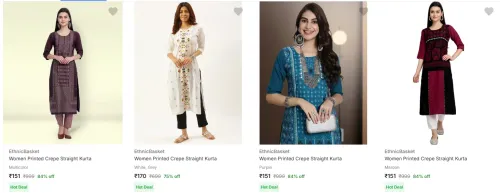 Image of Ethnicbasket Women's Kurtas upto 84% Discount