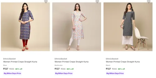 Image of Ethnicbasket Women's Kurtas upto 86% Discount