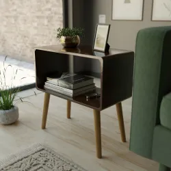 ETIQUETTE ART Retro Wooden Bedside Table Storage Stand