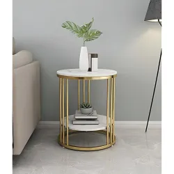 ETIQUETTE ART Wood End Table with Storage Shelf for Home