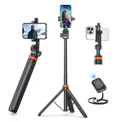 EUCOS 62inch Phone Tripod, Tripod for iPhone & Selfie Stick with Remote, Extendable Cell Phone Stand & Ultimate Phone Holder, Solidest Phone Stand Compatible with iPhone/Android