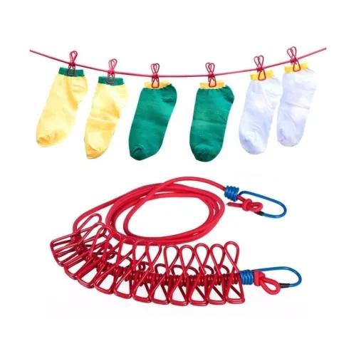 Image of eumqestoer Cloth Drying Rope with Hooks
