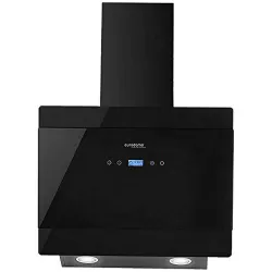 Eurodomo 60 cm 1050 m³/hr angular Kitchen Chimney (Hood Gem TC BK 60, Cassette Filter, Touch Control, Black)