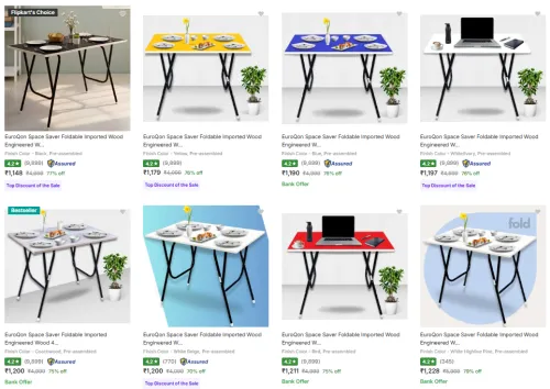 Image of Euroqon Dining Tables starting @ ₹1148