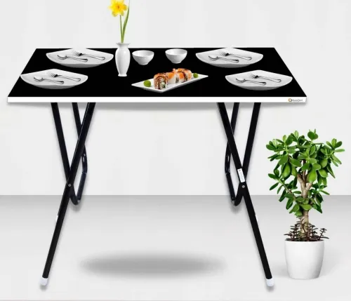 Image of EuroQon Space Saver Foldable Imported Wood Engineered Wood 4 Seater Dining Table