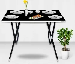 EuroQon Space Saver Foldable Imported Wood Engineered Wood 4 Seater Dining Table
