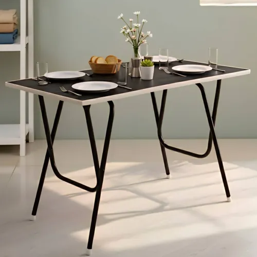 Image of EuroQon Space Saver Foldable Imported Wood Engineered Wood 4 Seater Dining Table 