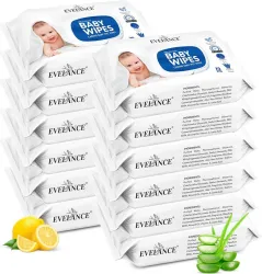 EVELANCE Aloe Vera Baby Wet Wipes with Lid (864 Wipes, Pack of 12)