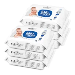 EVELANCE Soft Cleansing Baby Wipes with Lid | 72 Wipes x 6-432 Wipes | Extra Thick & Moist Wet Wipes for Babys | Preven