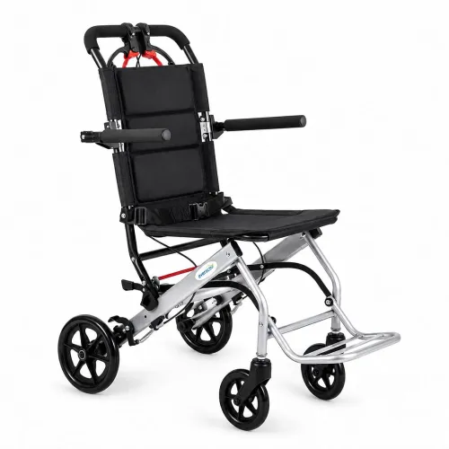 Image of EverActiv Swift Portable Wheelchair for Seniors | Ultra Light 8 Kg Carbon Steel Frame | Foldable, Compact, Attendant Bra