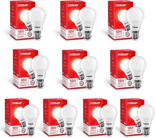 Image of EVEREADY 10 W Standard B22 LED Bulb  (White, Pack of 10)