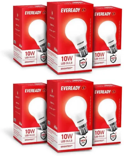 Image of EVEREADY 10 W Basic Standard B22 LED Bulb (White, Pack of 6)