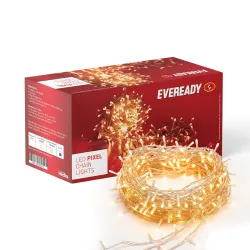 EVEREADY UTSAV, 33 FEET LED Pixel Lights, 46 LEDs, BIS Approved, High Brightness Home Decoration Ladi String Lights for Ganpati, Diwali, Christmas, Festivals, Warm White, Pack of 5