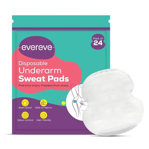 Image of Evereve Disposable Underarm Sweat Pads, 24 Pads (12 pairs), Folded, Sweat Absorbent, Stain Proof, with Anti-Bacterial te