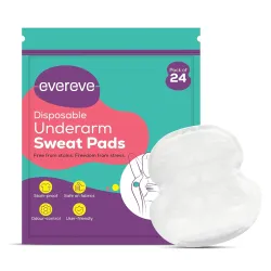 Evereve Disposable Underarm Sweat Pads, 24 Pads (12 pairs), Folded, Sweat Absorbent, Stain Proof, with Anti-Bacterial te