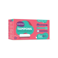 Evereve Tampons, 100% Organic Cotton, For Regular Menstrual flow, 16 pcs, Super absorption, Safe, Soft & Comfortable, St