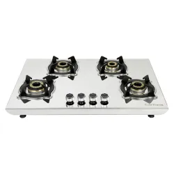 Everflame Marvel 4 Burner Gas Stove | 2mm Heavy Steel Body | 6G Brass Burners | Manual Ignition | Italian SABAF Valve | 