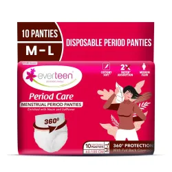everteen Period Care M-L Disposable Period Panties For Women, Cottony Soft, Menstrual Sanitary Pads Panty Enriched with 