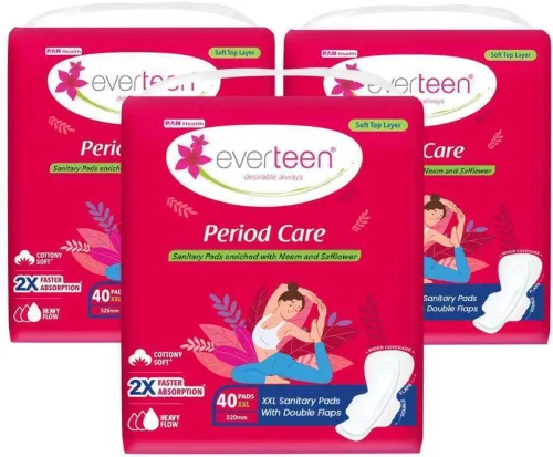 Image of everteen Period Care XXL Soft with Neem-Safflower - (40 Pads Each) Sanitary Pad (Pack of 3)