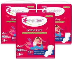everteen Period Care XXL Soft with Neem-Safflower - (40 Pads Each) Sanitary Pad (Pack of 3)