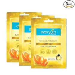Everyuth Naturals Golden Glow 24K Gold Sheet Mask Pack of 3