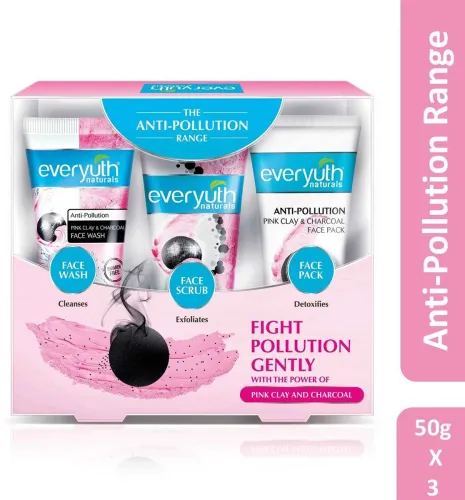 Image of Everyuth Naturals Naturals Anti Pollution face wash, scrub & face pack 50gm combo Pack (150 g)