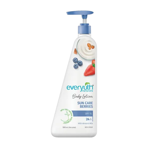 Image of Everyuth Naturals Body Lotion with Sun Care BerriesSPF 15 24 hr Moisturization Non-sticky (500 ml)