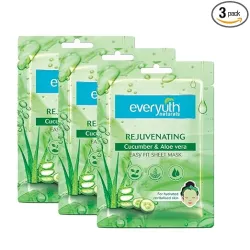 Everyuth Naturals Rejuvenating Cucumber & Aloe Vera Sheet Mask Pack of 3