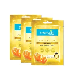 Everyuth Naturals Golden Glow 24K Gold Sheet Mask (Pack of 3)