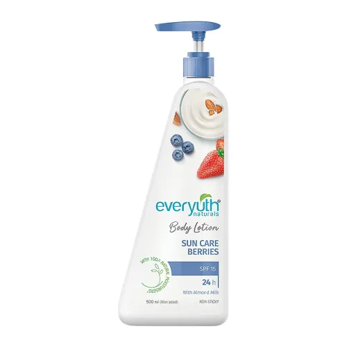 Image of Everyuth Naturals Sun Care Berries Body Lotion | 24Hr Hydration with SPF 15 | Smooth, Radiant & Healthy Skin