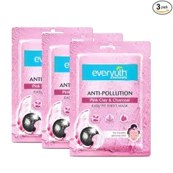 Everyuth Pink Clay & Charcoal Sheet Mask (Pack of 3)