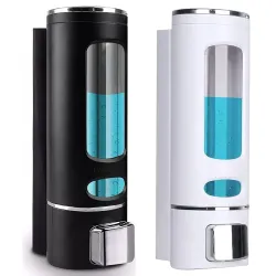 EVGREF Wall Mounted Soap Dispenser Shampoo Conditioner for Bathroom Kitchen (Pack of Black and White, 400 ML Each)