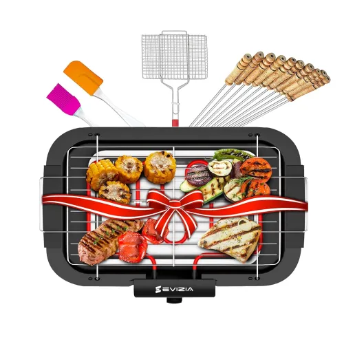 Image of EVIZIA Barbeque Grill Electric Smokeless Indoor Outdoor Grill 